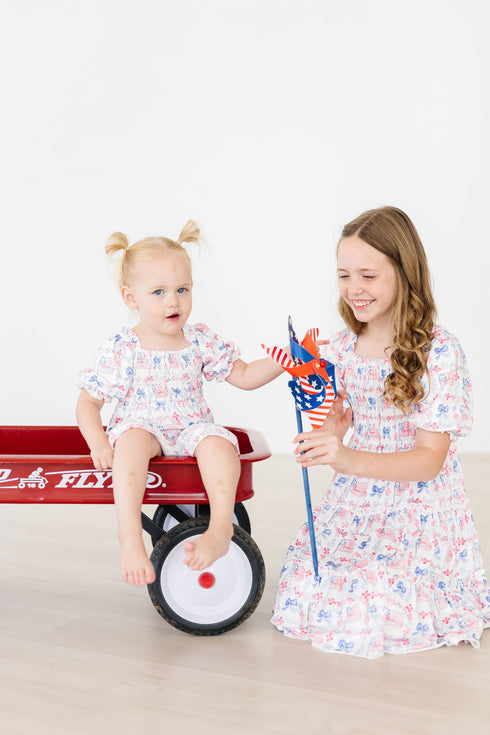 vintage-flags-smocked-ruffle-dress Mila &  Rose - Sophia's Style-Vintage Flags Smocked Ruffle Dress-2T--1